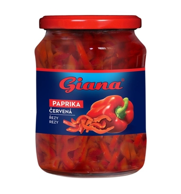 Červená paprika řezy ve sladkokyselém nálevu 650g