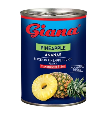 Ananas plátky v ananasové šťávě 565g